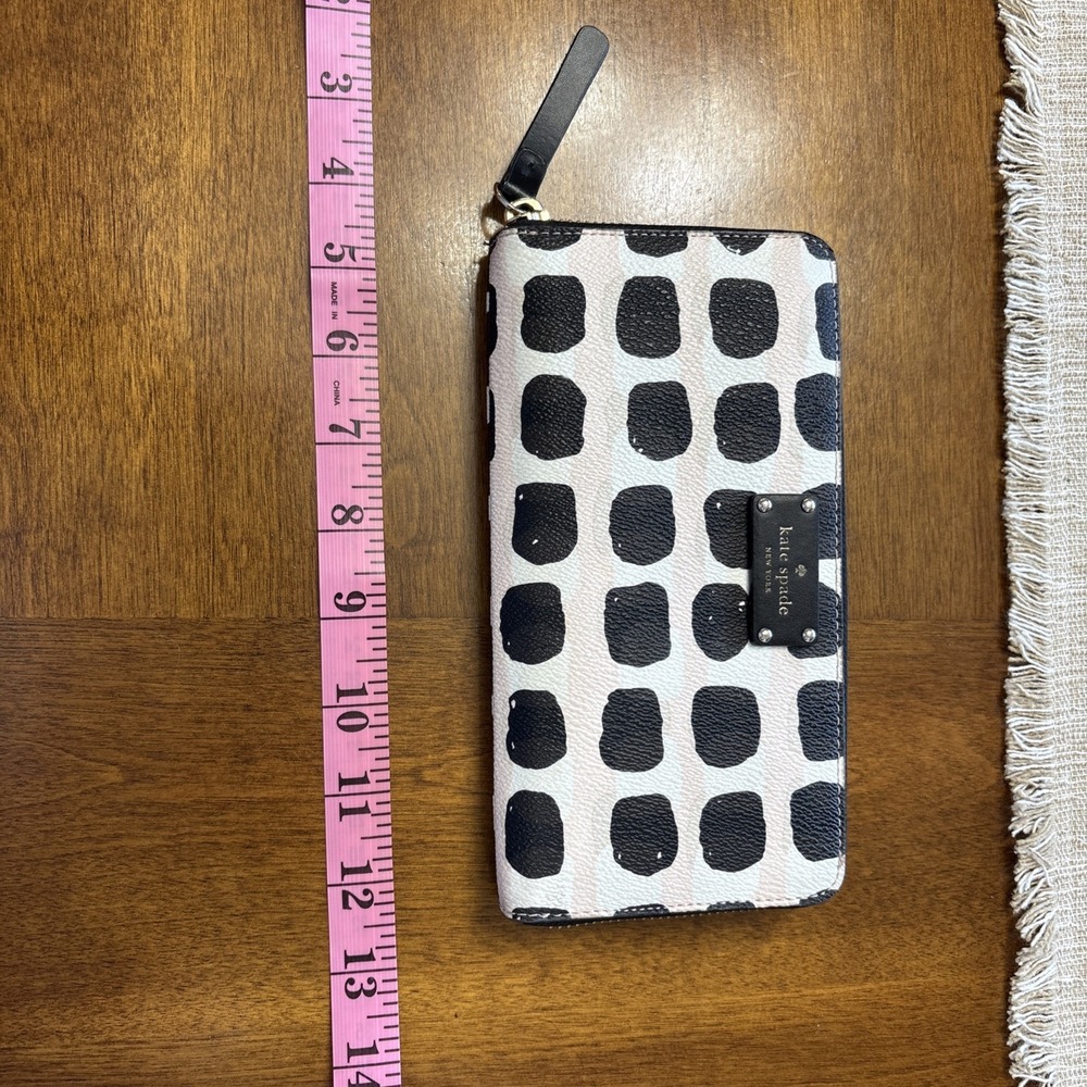 Kate Spade Zip Around Wallet Neda Groveâ Street Printed Black White Pink Women's
